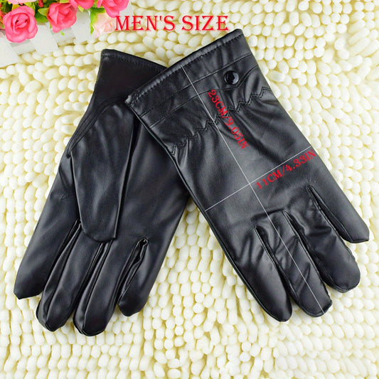 Winter Touch Screen Gloves PU Leather Velvet Warm Gloves