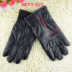 Winter Touch Screen Gloves PU Leather Velvet Warm Gloves
