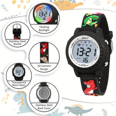 Digital Screen Silicone Watchband Electronic Watch & Clap Ring Set