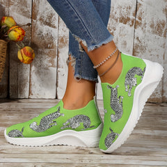 Leopard Print Slip-On Platform Sneakers for Women