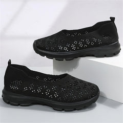 Women's Hollow Out Knit Sneakers Slip On Low Top Sports Shoes