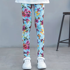 2pcs Girls Butterfly Pattern Leggings Elastic Printed Long Pants Summer Spring