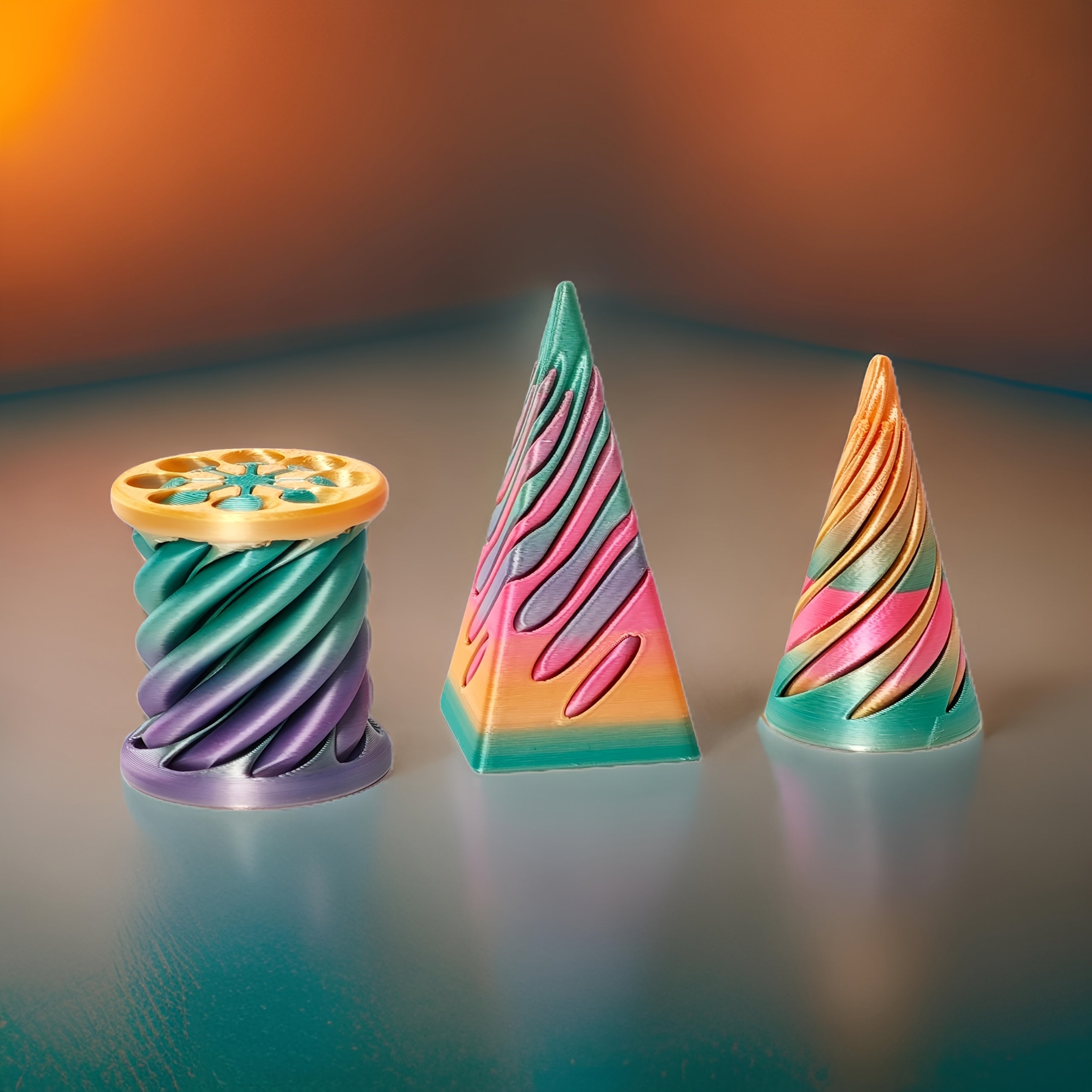 3pcs 3D Printed Candy Gradient Penetration Set Desk Decor