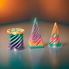 3pcs 3D Printed Candy Gradient Penetration Set Desk Decor