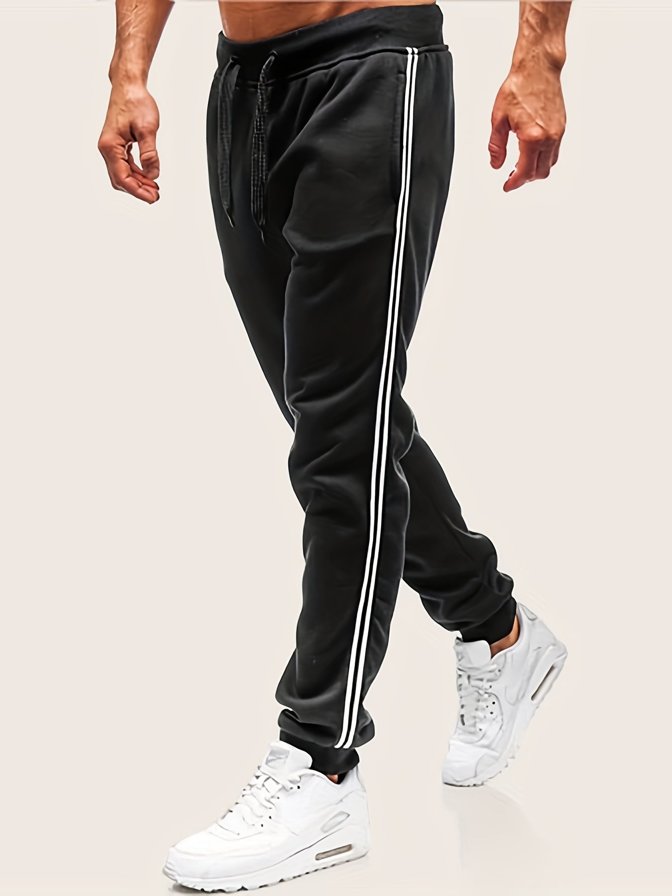 Men's Pocket Sweatpants Lateral Contrast Tape Drawstring Jogger Pants