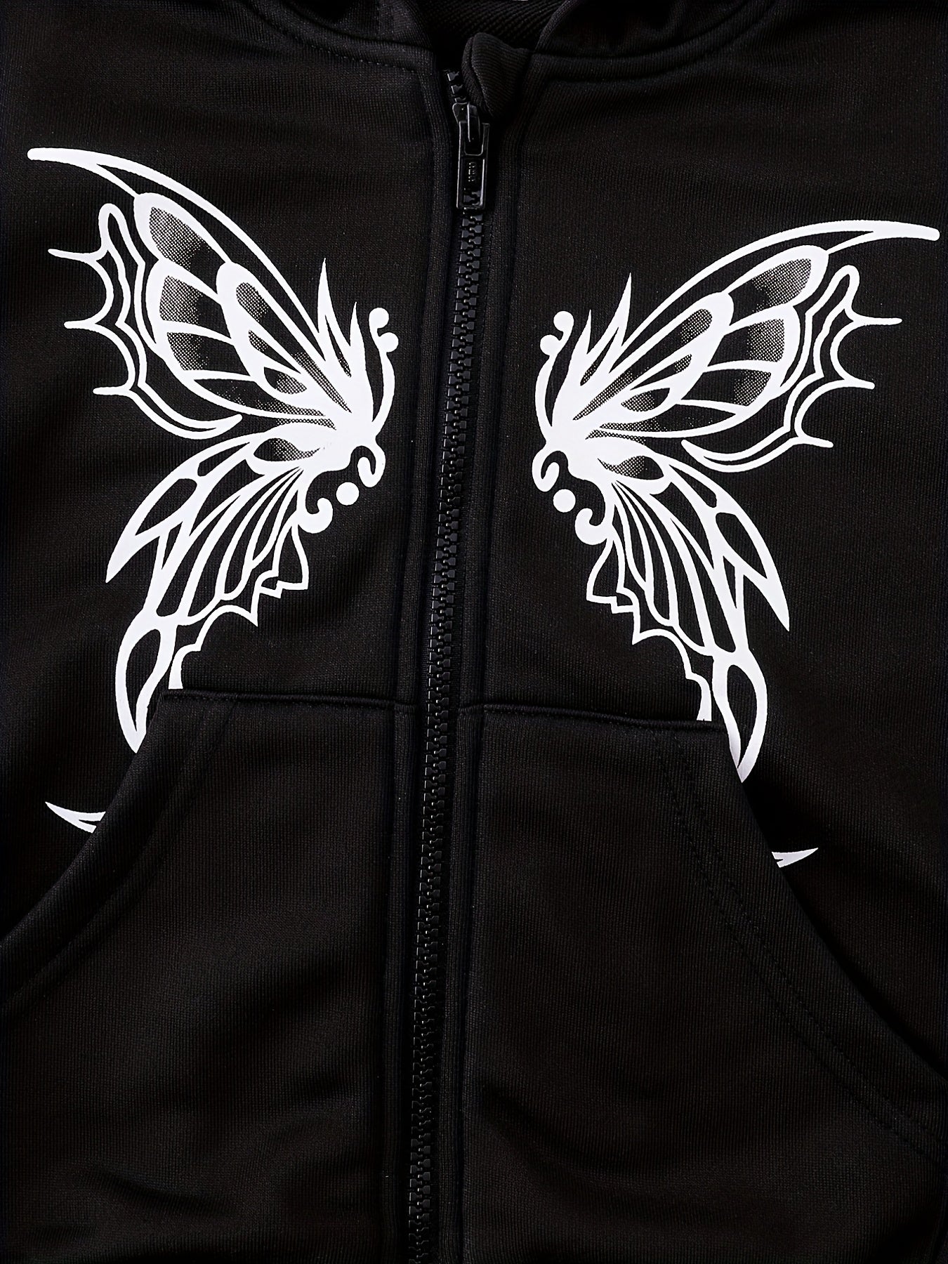 Teen Girl's Butterfly Print Zip Up Hoodie Sweatshirt