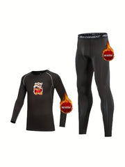 Kids Fleece Lined Compression Set Bear Dance Lion Print Top & Leggings