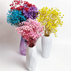 3 Bunches Pink Preserved Baby's Breath Flowers for Vase Home Decor Party