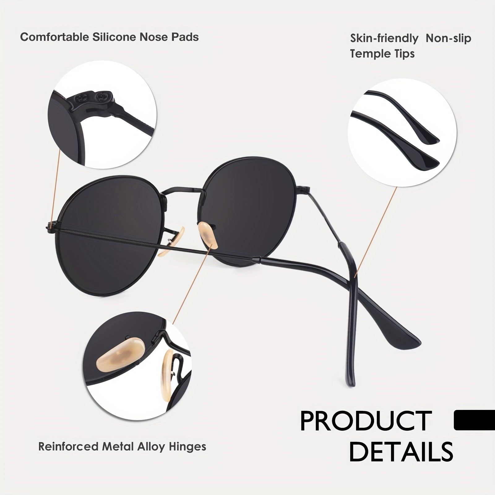 EYEOJO Round Polarized Sunglasses Retro Circle Sunglasses