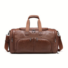 Vintage Large Capacity Travel Duffle Bag Portable PU Leather Sports Gym Bag