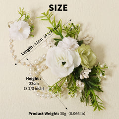 Rose Girls Bridesmaid Wrist Flowers Faux Pearl Bracelet Wedding