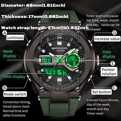 SANDA Waterproof Sports Watch Army Green
