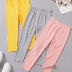 3pcs Girls Casual Waistband Pants Set for Sports Kids