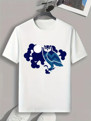 Owl Cartoon Print Men's Graphic T shirt Casual Comfy Tees For Summer Halloween
