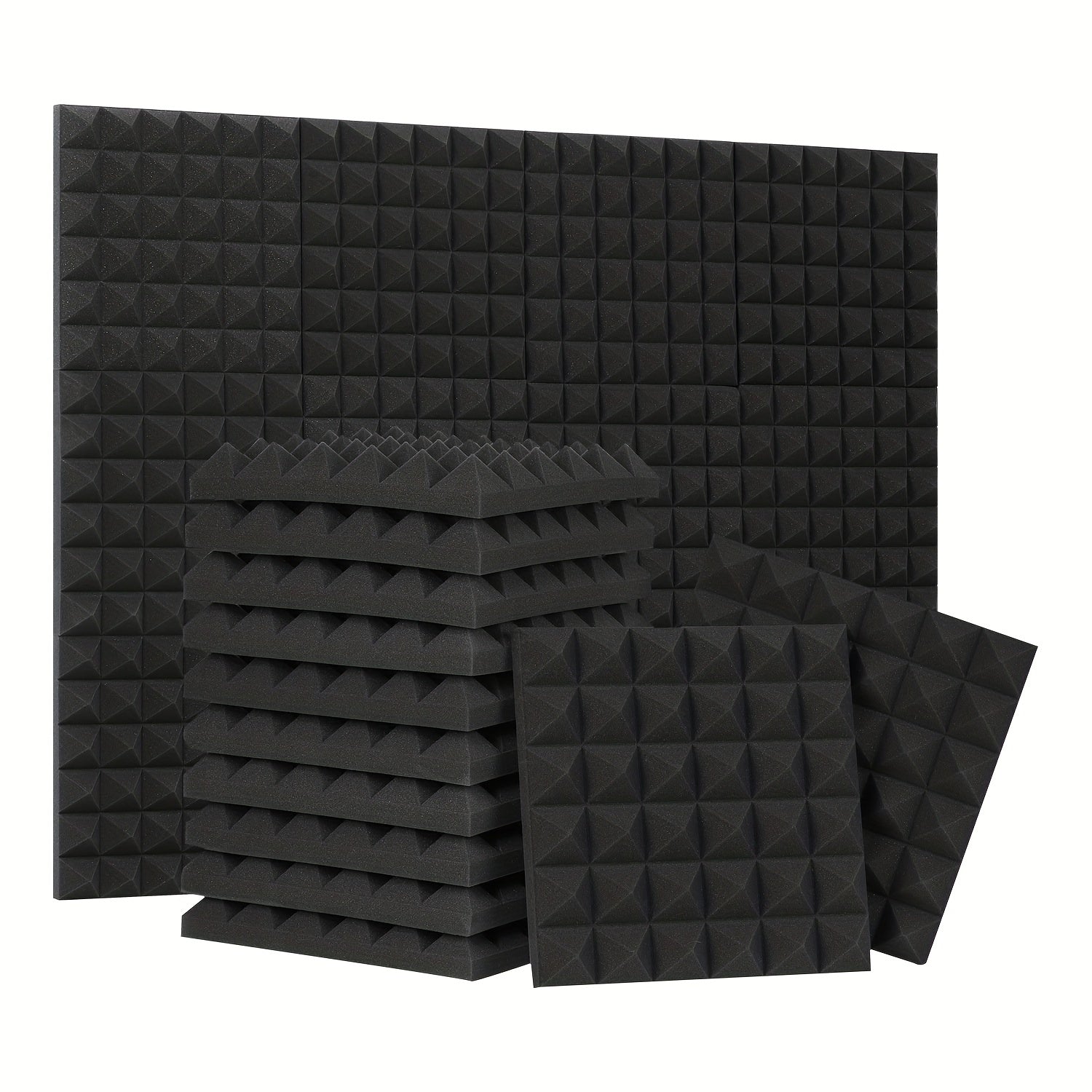 24pcs Acoustic Foam Panels 12x12x2 Pyramid High Density Acoustic Panels