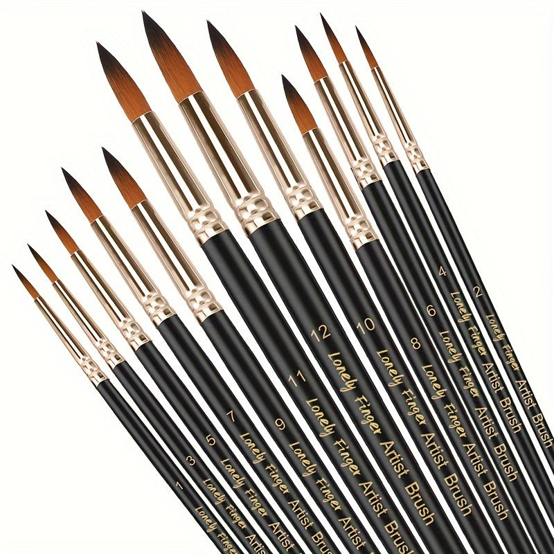 12pcs Watercolor Paint Brushes Set Nylon Hair Acrylic Brush for Painting