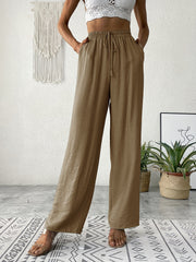 Drawstring Waist Straight Leg Pants Casual Every Pants Women's Clothing