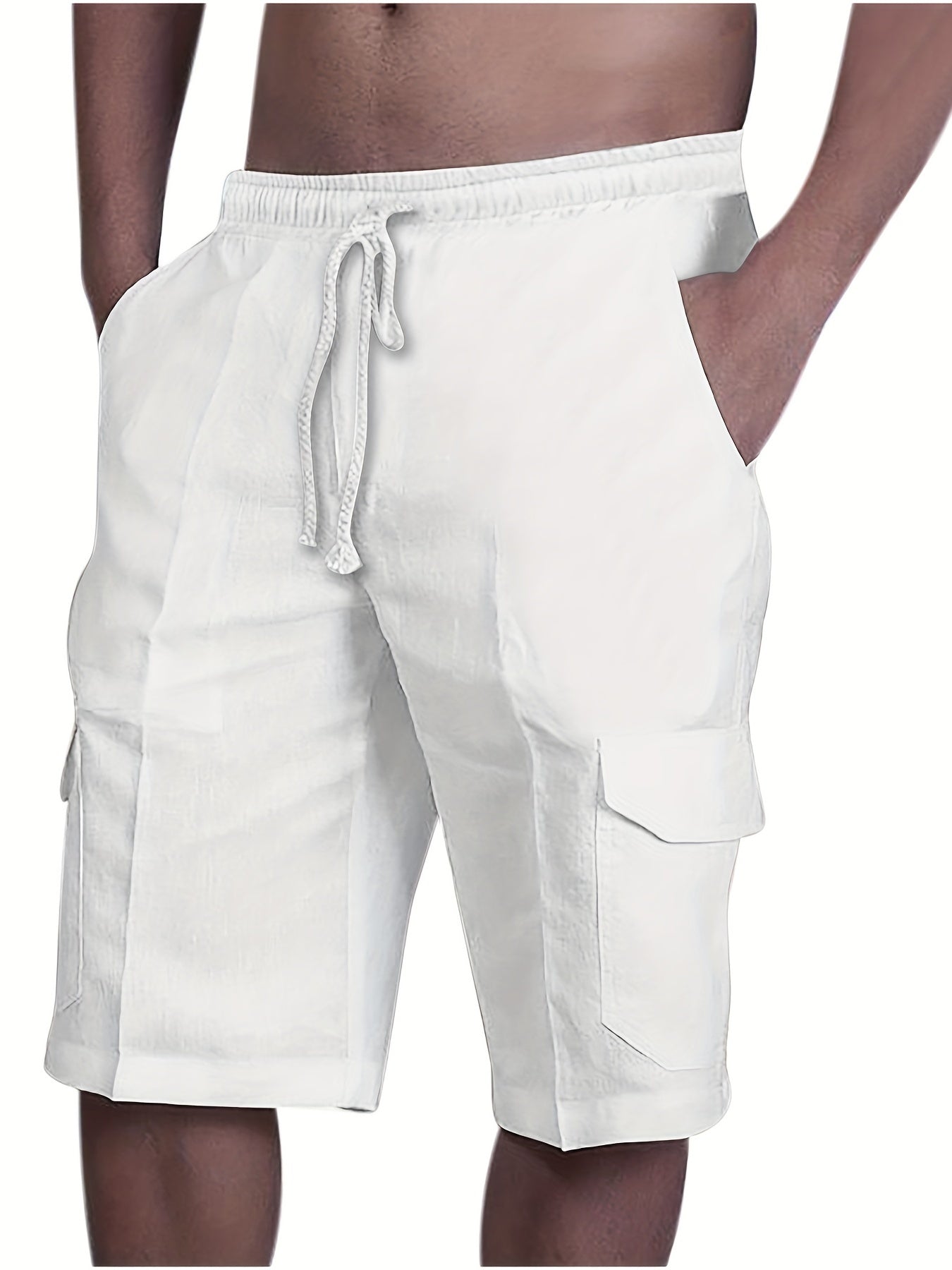Men's Drawstring Cargo Short Pants Flap Pocket Loose Shorts