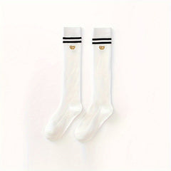 6 Pairs Striped Calf Socks College Style Women's Knee High Stockings