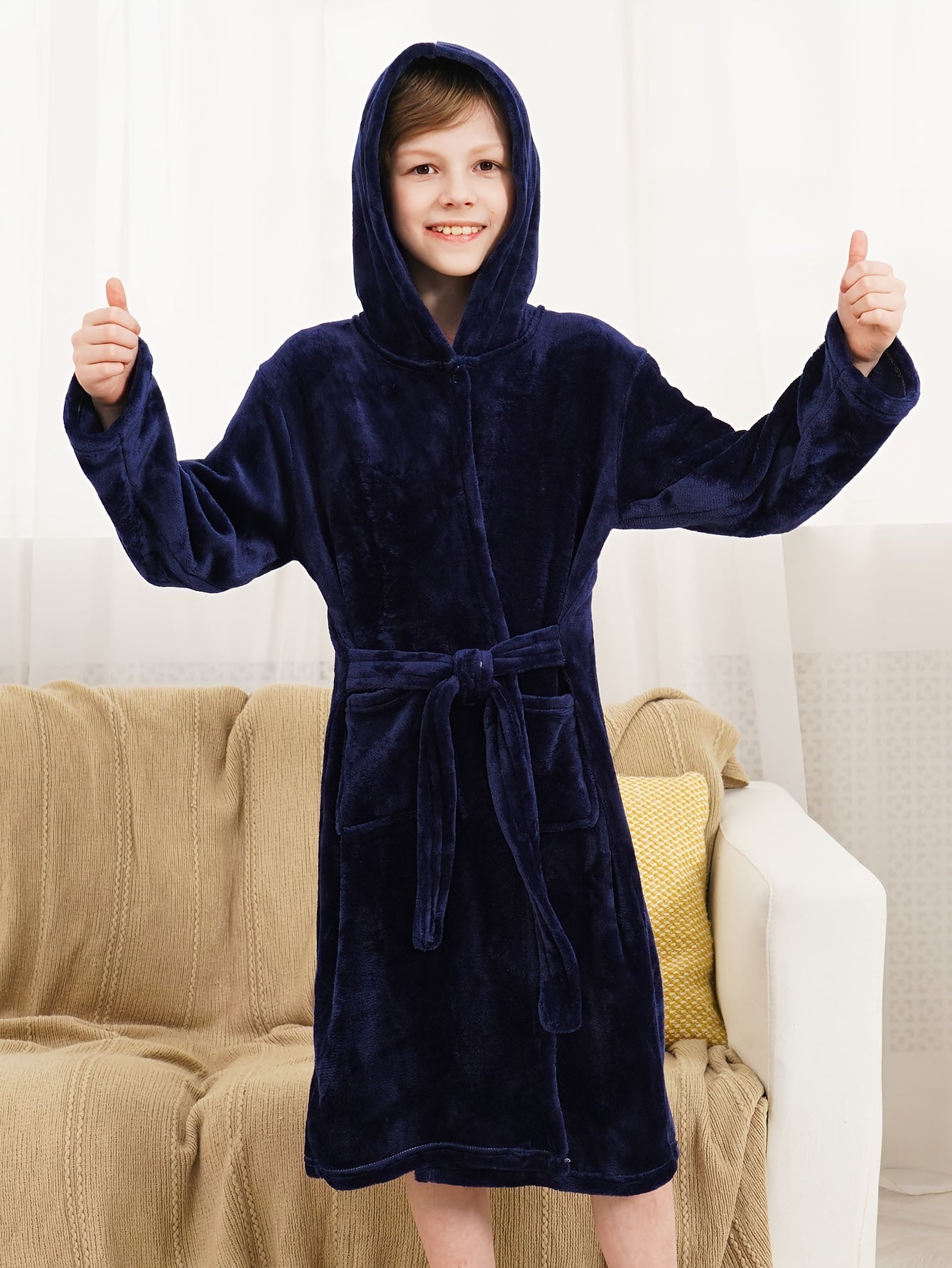 Kid's Cartoon Hooded Flannel Bathrobe PJ Set
