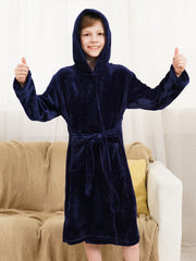 Kid's Cartoon Hooded Flannel Bathrobe PJ Set