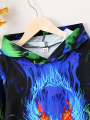 Flame Skull Boys Hoodie Long Sleeve Sweatshirt