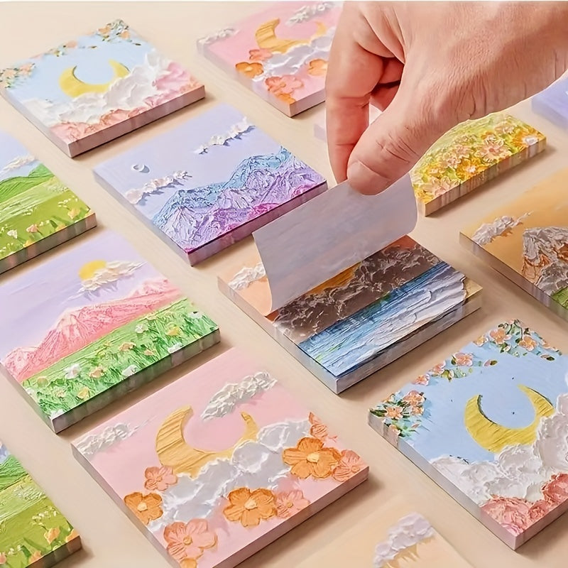4pcs Painting Style Sticky Notes Set For Girls