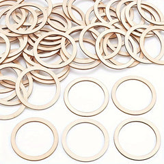 30pcs 75mm Natural Wood Rings Circle Ornaments for Painting Christmas Decor