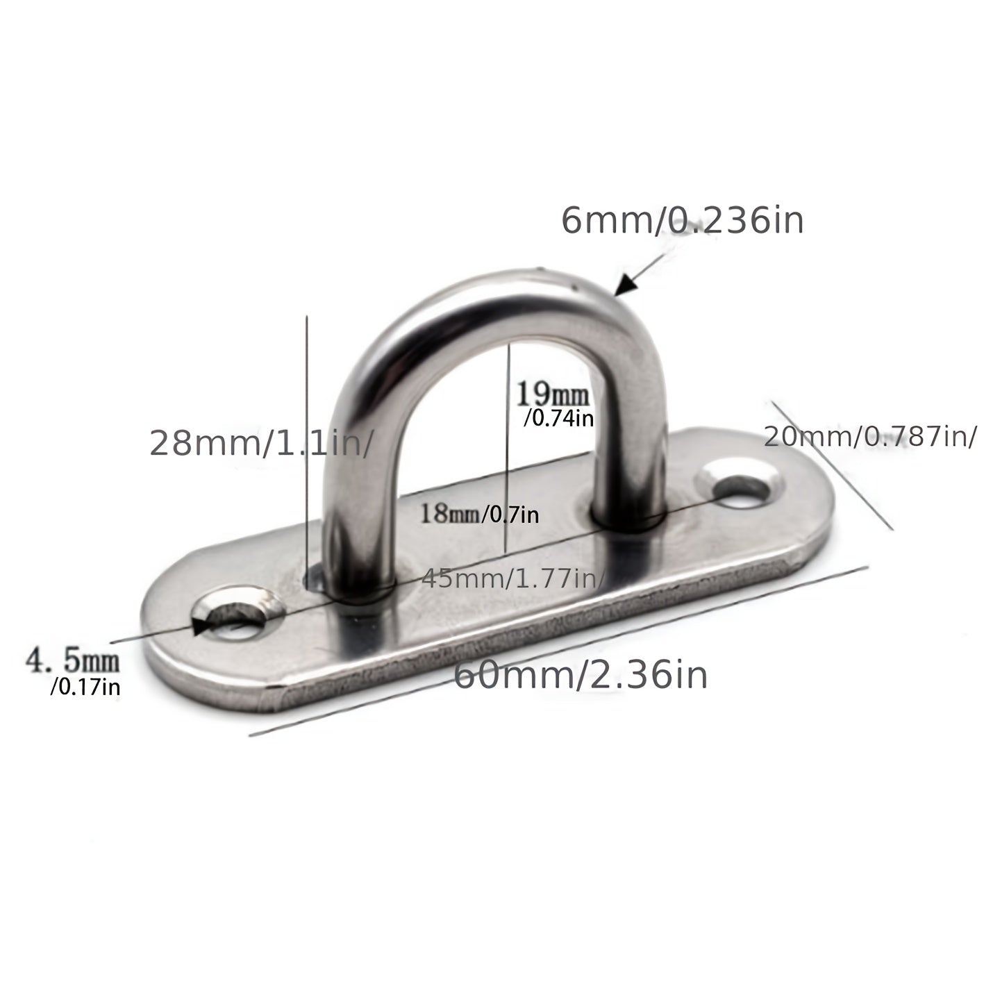 2pcs Stainless Steel Eye Plate Hooks for Ceiling Fan Mounting
