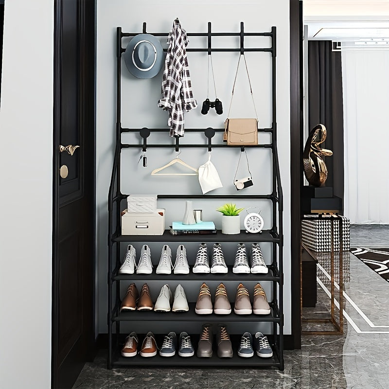 Coat Rack Shoe Rack Storage Shelves Hooks Living Room Bathroom Hallway