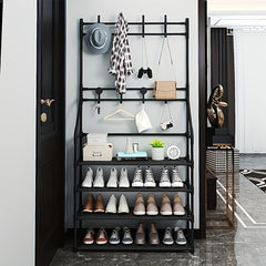 Coat Rack Shoe Rack Storage Shelves Hooks Living Room Bathroom Hallway