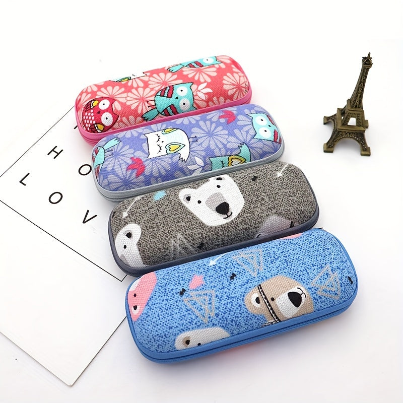 Cartoon Owl Bird Bear Print Glasses Case Sunglasses Zipper Case