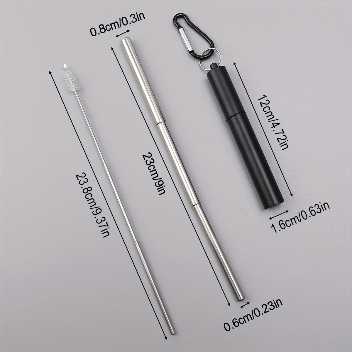 3PCS Retractable Stainless Steel Coffee Tea Milk Straw