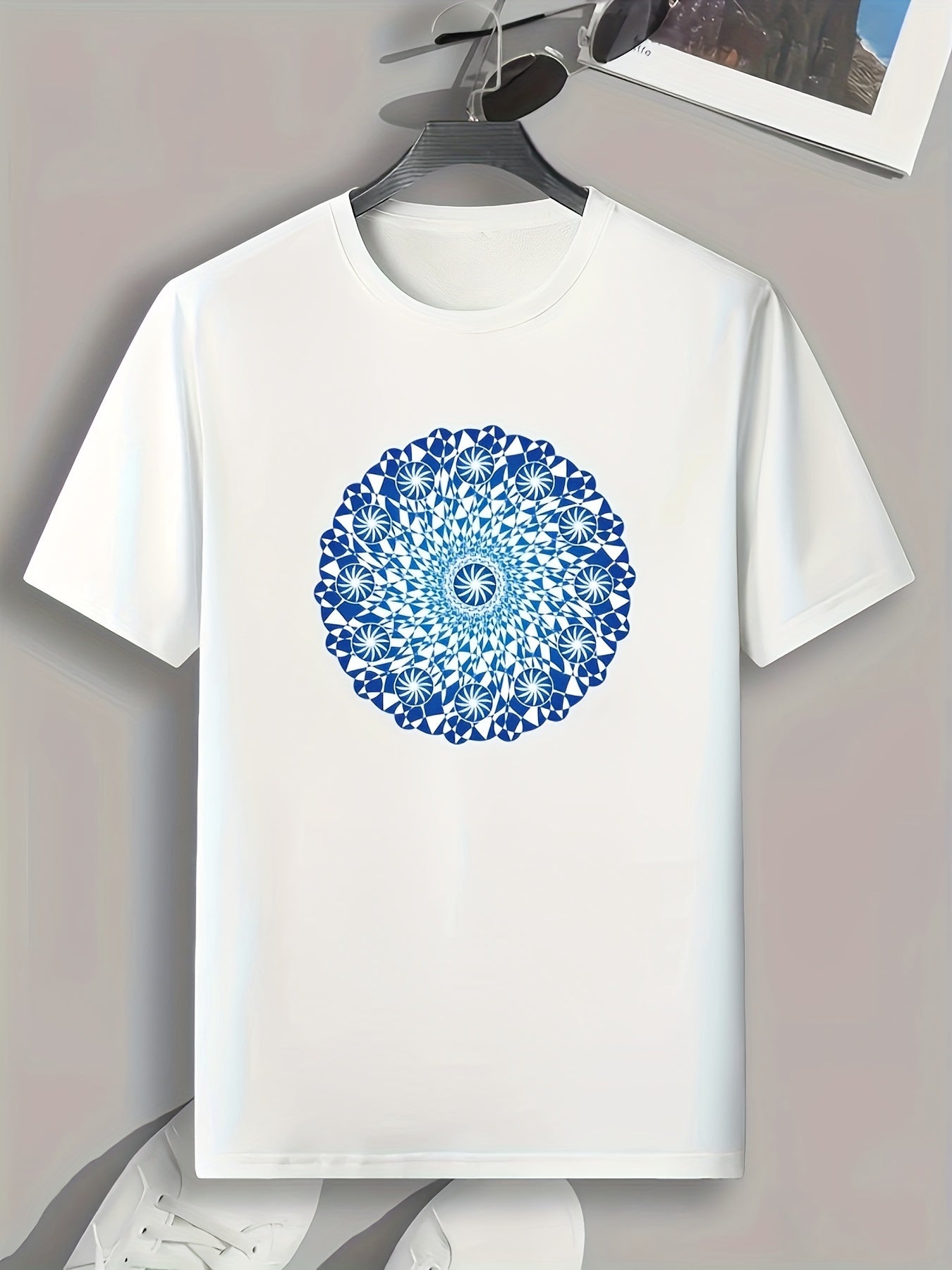 Flower Print Men's Graphic T-shirt for Summer