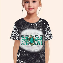 Leopard Print MOM Graphic Short Sleeve T shirt Girls Summer Clothes Sports