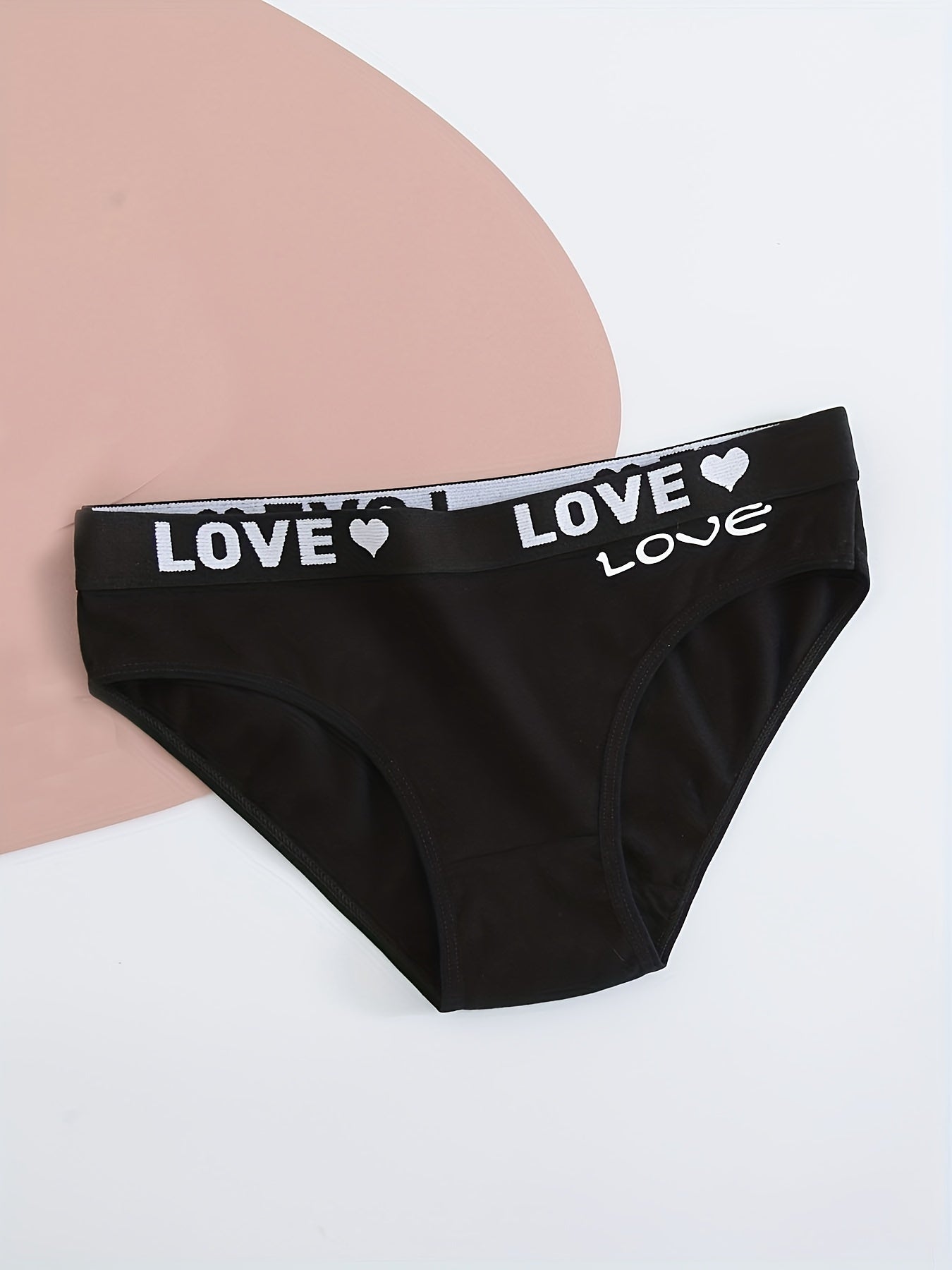 5pcs Letter Tape Briefs Stretchy Intimates Panties Women's Lingerie
