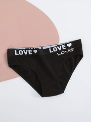5pcs Letter Tape Briefs Stretchy Intimates Panties Women's Lingerie