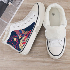 Anime Pattern High Top Skate Shoes with Plush Lining