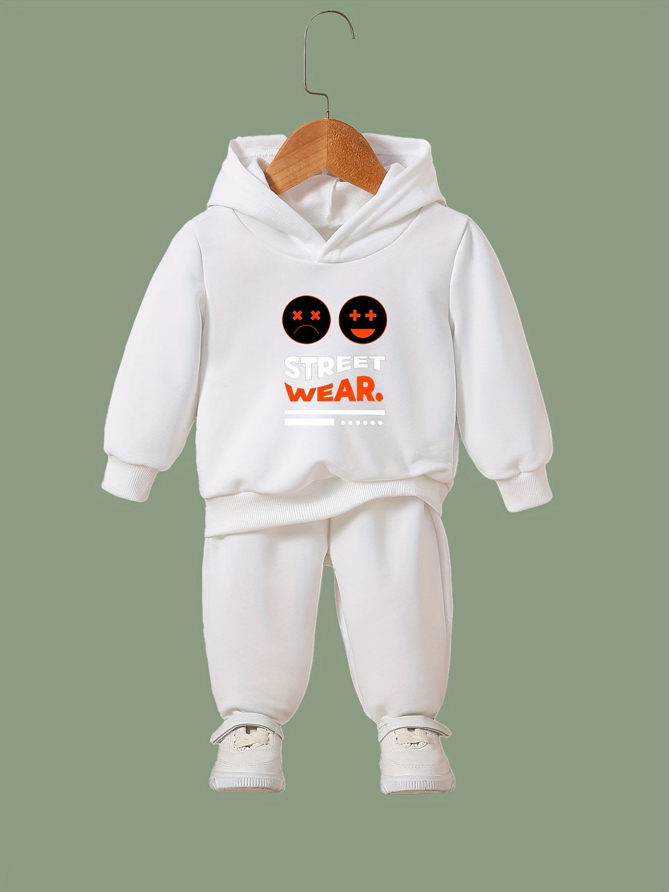 Girls Street Wear Print Hoodie Jogger Set Sports Outfits