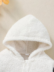 Boy's Hooded Jacket Contrast Zip Up Coat Top Child's Furry Thermal