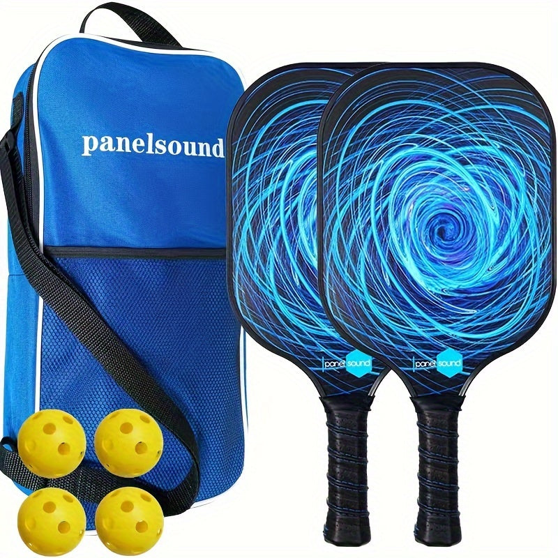 Pickleball Racket Set w/ 4 Balls, Carry Bag, Fiberglass, Indoor/Outdoor