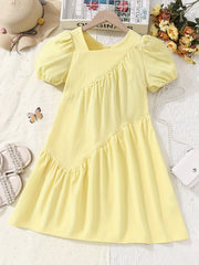 Girls' Ruched A-Line Short Sleeve Dress & Casual Fit Kids Dresses