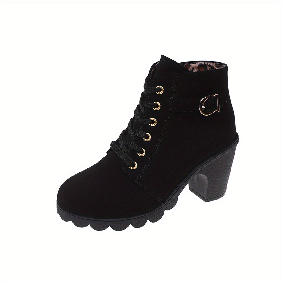 Chunky Heeled Ankle Boots Side Zipper Oktoberfest Dress Shoes