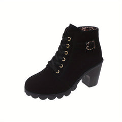 Chunky Heeled Ankle Boots Side Zipper Oktoberfest Dress Shoes