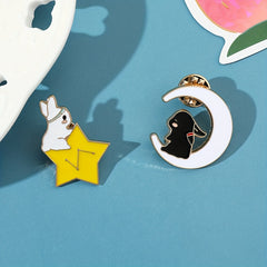 Star Moon Bunny Brooch Pin Set