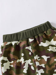 Toddler Boy's Camo Outfit 2pcs Waffle Texture Sweatshirt & Sweatpants Set