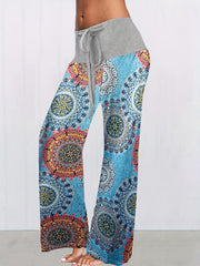 Floral Print Wide Leg Drawstring Pants