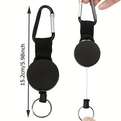 Retractable Anti-theft Keychain with Steel Wire Rope Carabiner