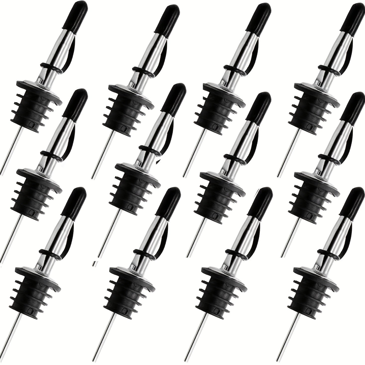 12pcs Pour Spout For Liquor Bottles Stainless Steel Tapered Speed Wine Pourers