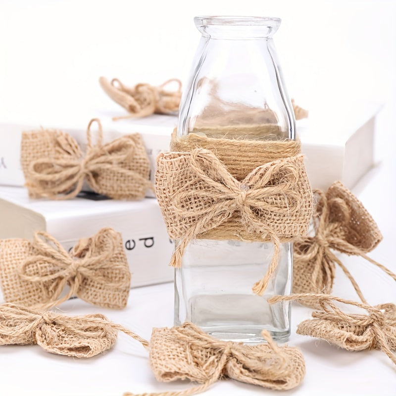 5pcs Sackcloth Bow Double Rope Cloth DIY Craft Decoration